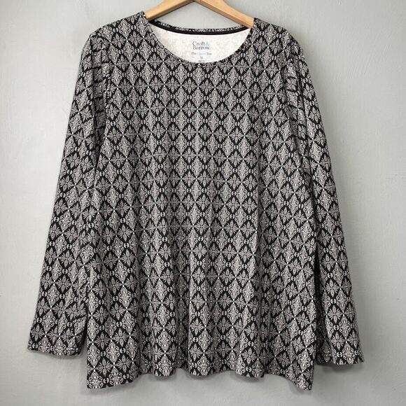 Croft & Barrow The Classic Tee Plus Size 1X Long Sleeve Top Cotton Knit Basic - Picture 1 of 8